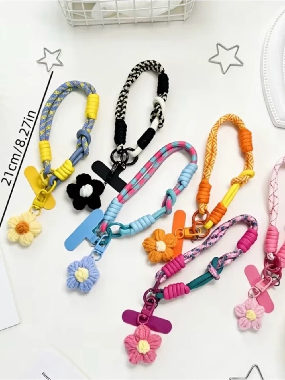 Cell Phone Lanyard Floral Crochet Charm Lanyard YELLOW